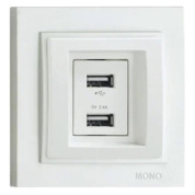 Розетка 2-а USB-зарядка Mono Electric Despina 250V крем 102-170005-178