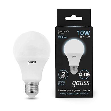Лампа светодиодная Gauss E27 10W 4100K матовая 202502210