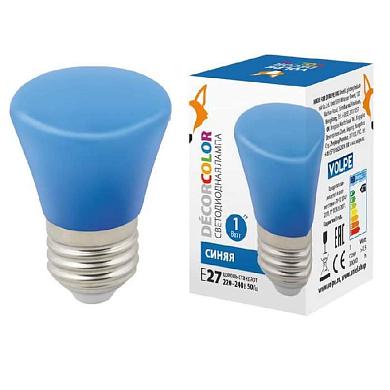 Лампа светодиодная Volpe E27 1W синяя LED-D45-1W/BLUE/E27/FR/С BELL UL-00005639