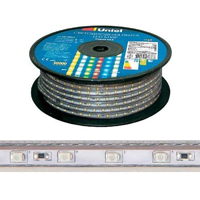 Светодиодная влагозащищенная лента Uniel 8W/m 60LED/m 2835SMD теплый белый 50M ULS-2835-60LED/m-10mm-IP67-220V-8W/m-50M-WW UL-00000660