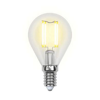 Лампа светодиодная филаментная Uniel E14 6W 4000K прозрачная LED-G45-6W/NW/E14/CL PLS02WH UL-00001371